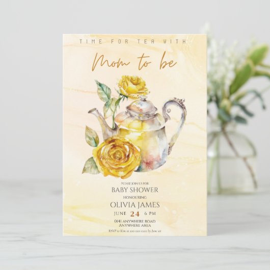 Elegant Wildflower theefeest baby shower Kaart (Staand voorkant)