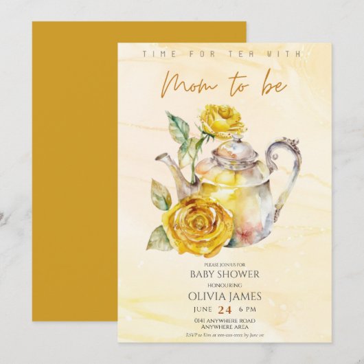 Elegant Wildflower theefeest baby shower Kaart (Voorkant / Achterkant)