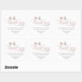 Elegant Wildflower thema Baby shower gunst dank Vierkante Sticker (Vel)