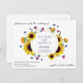 Elegant wildflower thema huwelijksuitnodiging briefkaart (Voorkant / Achterkant)