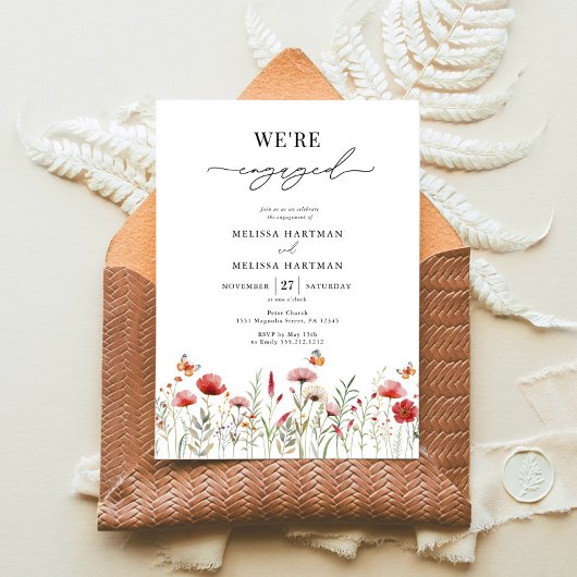 Elegant Wildflower Verlovingsfeest Kaart