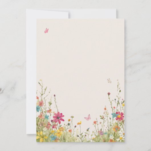 Elegant Wildflower Vlinder Meisje 1e Verjaardag Kaart (Achterkant)