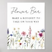 Elegant Wildflower Vrijgezellenfeest Bloem Bar Tek Poster (Voorkant)