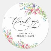 Elegant Wildflower Vrijgezellenfeest dank u Ronde Sticker (Voorkant)