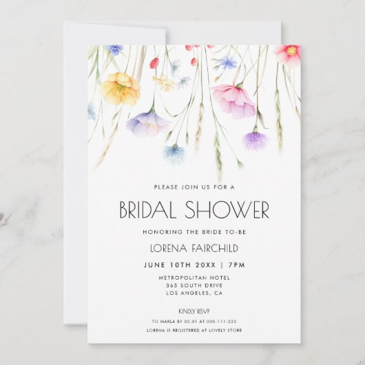 Elegant Wildflower Vrijgezellenfeest Kaart (Voorkant)