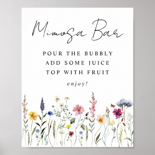 Elegant Wildflower Vrijgezellenfeest Mimosa Bar Te Poster (Voorkant)
