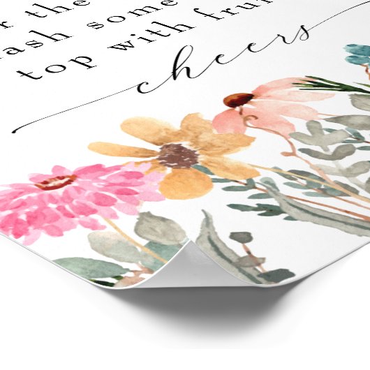 Elegant Wildflower Vrijgezellenfeest Mimosa Bar Te Poster (Hoek)