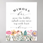 Elegant Wildflower Vrijgezellenfeest Mimosa Bar Te Poster (Voorkant)