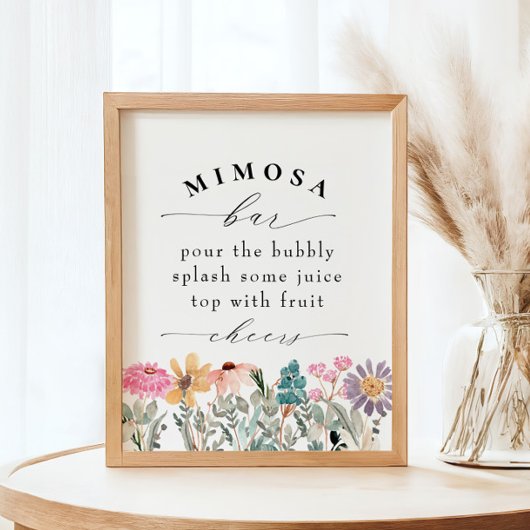 Elegant Wildflower Vrijgezellenfeest Mimosa Bar Te Poster