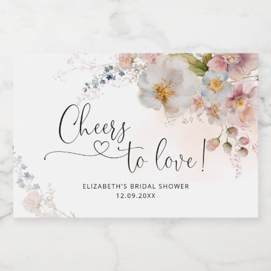 Elegant Wildflower Vrijgezellenfeest Mousserende W Sparkling Wijnetiket (Enkel label)