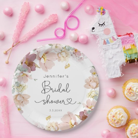 Elegant Wildflower vrijgezellenfeest Papieren Bordje (Feest)