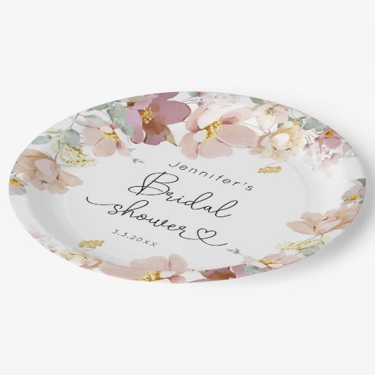 Elegant Wildflower vrijgezellenfeest Papieren Bordje (Gekanteld)