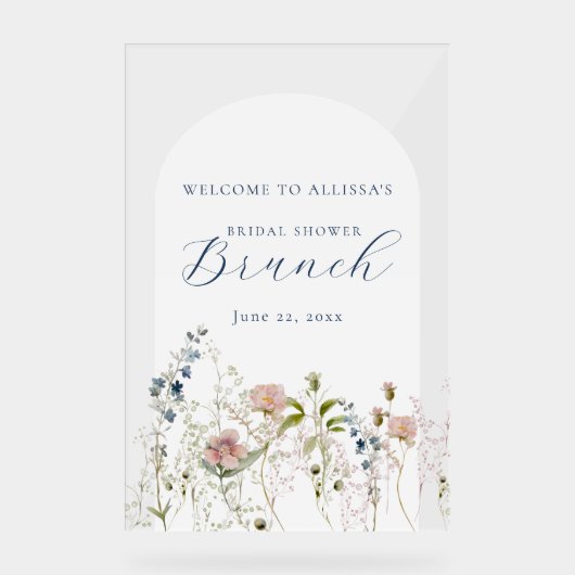 Elegant Wildflower Vrijgezellenfeest Welkom Acryl Bord (Voorkant)