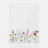 Elegant Wildflower Vrijgezellenfeest Welkom Acryl Bord (Voorkant)