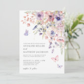 Elegant Wildflower Watercolor Floral Wedding Kaart (Staand voorkant)