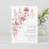 Elegant Wildflower Watercolor Floral Wedding Kaart (Staand voorkant)