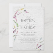 Elegant Wildflower Waterverf Baptisme 1e verjaarda Kaart (Voorkant)