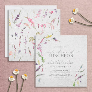 Elegant Wildflower Waterverf Bridal Luncheon Kaart