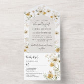 Elegant Wildflower Waterverf Floral Boho Wedding All In One Uitnodiging (Binnen)