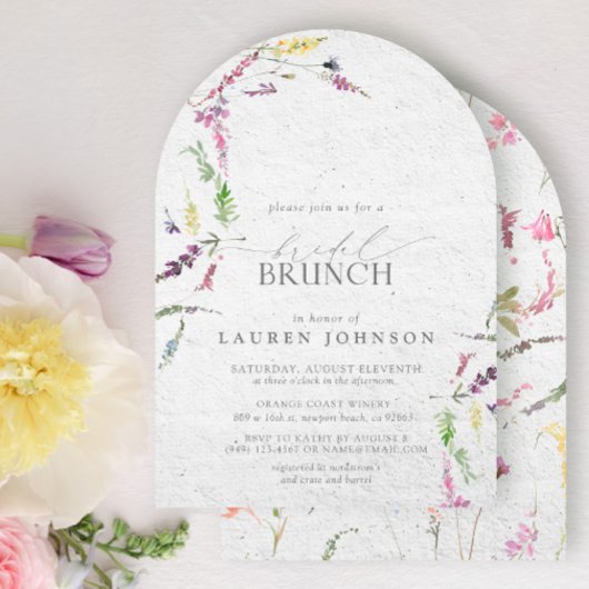 Elegant Wildflower Waterverf Floral Bridal Brunch Kaart