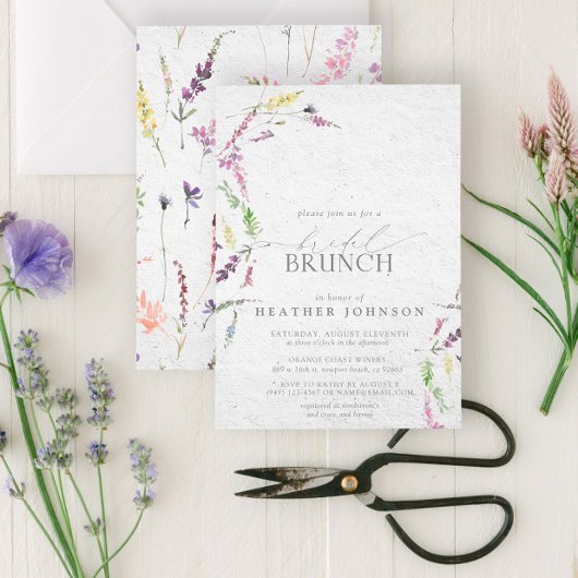 Elegant Wildflower Waterverf Floral Bridal Brunch Kaart