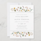 Elegant Wildflower Waterverf Floral Wedding Kaart (Voorkant)