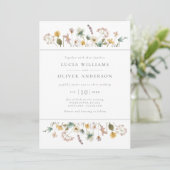 Elegant Wildflower Waterverf Floral Wedding Kaart (Staand voorkant)