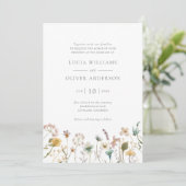 Elegant Wildflower Waterverf Floral Wedding Kaart (Staand voorkant)