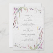 Elegant Wildflower Waterverf Modern Photo Wedding Kaart (Voorkant)