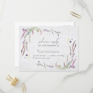 Elegant Wildflower Waterverf Modern Wedding RSVP Uitnodiging Briefkaart