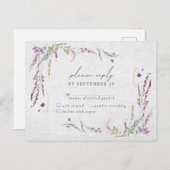 Elegant Wildflower Waterverf Modern Wedding RSVP Uitnodiging Briefkaart (Voorkant / Achterkant)
