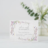 Elegant Wildflower Waterverf Modern Wedding RSVP Uitnodiging Briefkaart (Staand voorkant)