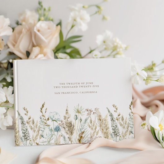 Elegant Wildflower Waterverf Rustic Wedding Gastenboek