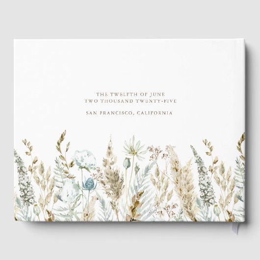 Elegant Wildflower Waterverf Rustic Wedding Gastenboek (Achterkant)