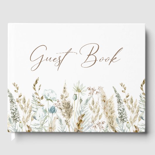 Elegant Wildflower Waterverf Rustic Wedding Gastenboek (Voorkant)