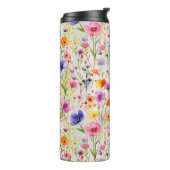 Elegant wildflower waterverf thermosbeker (Gedraaid links)