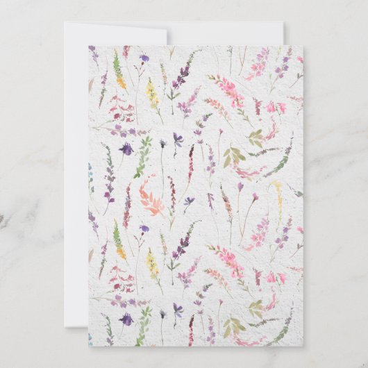 Elegant Wildflower Waterverf Tuinbruiloft Kaart (Achterkant)
