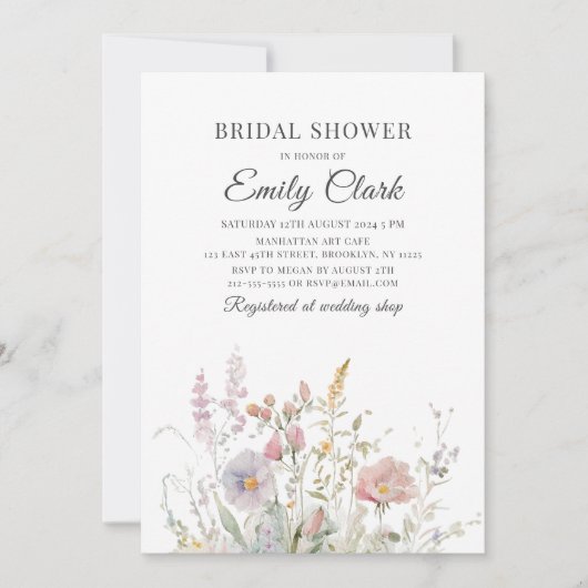 Elegant Wildflower Waterverf Vrijgezellenfeest Kaart (Voorkant)