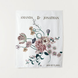 Elegant Wildflower Weddenschap Foto Booth Backdrop Wandkleed