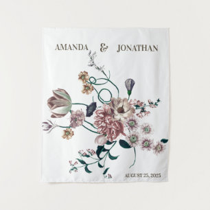 Elegant Wildflower Weddenschap Foto Booth Backdrop Wandkleed