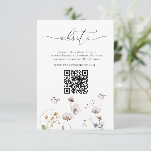 Elegant Wildflower Weddenschap QR-code Kaart (Staand voorkant)