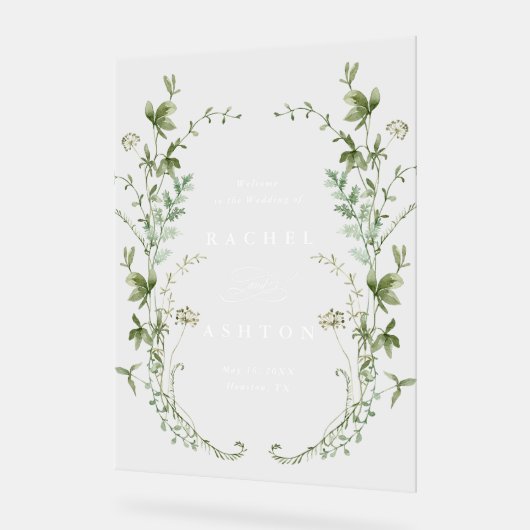 Elegant Wildflower Weddenschap Welkom Acryl Bord (Hoek)