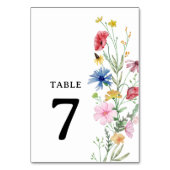 Elegant Wildflower Weddenschappen Table Number Kaart (Voorkant)