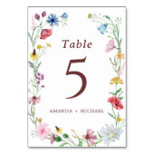 Elegant Wildflower Weddenschappen Table Number Kaart (Voorkant)