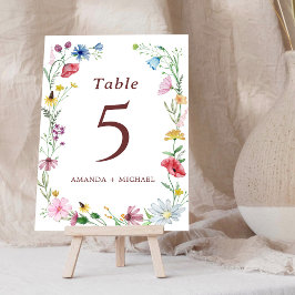 Elegant Wildflower Weddenschappen Table Number Kaart