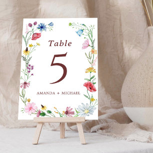 Elegant Wildflower Weddenschappen Table Number Kaart