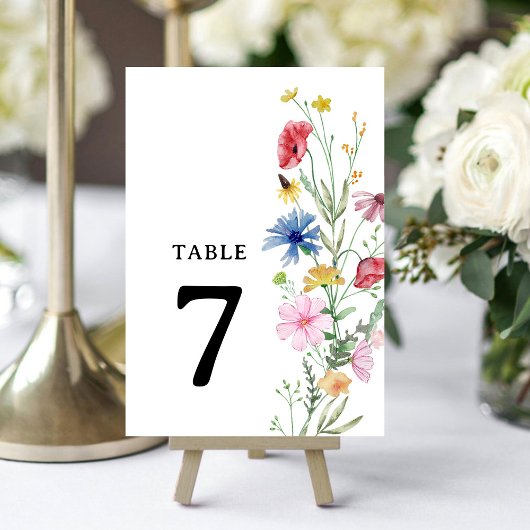 Elegant Wildflower Weddenschappen Table Number Kaart