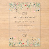 Elegant Wildflower Wedding Acryl Uitnodigingen (Voorkant)