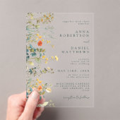 Elegant Wildflower Wedding Acryl Uitnodigingen (Insitu (Draagbaar))
