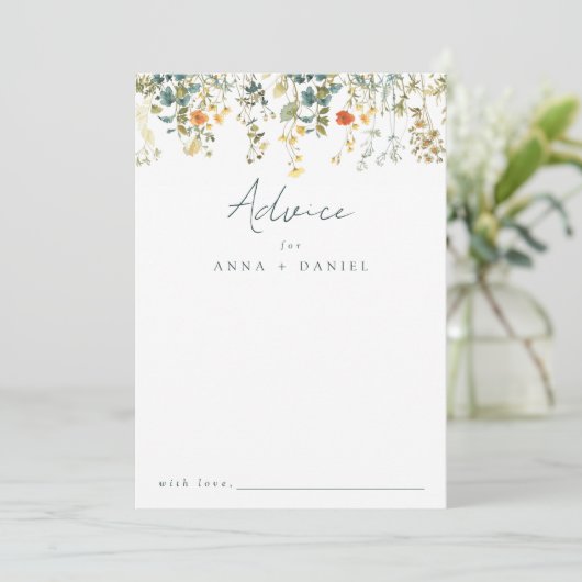 Elegant Wildflower Wedding Advieskaart (Staand voorkant)
